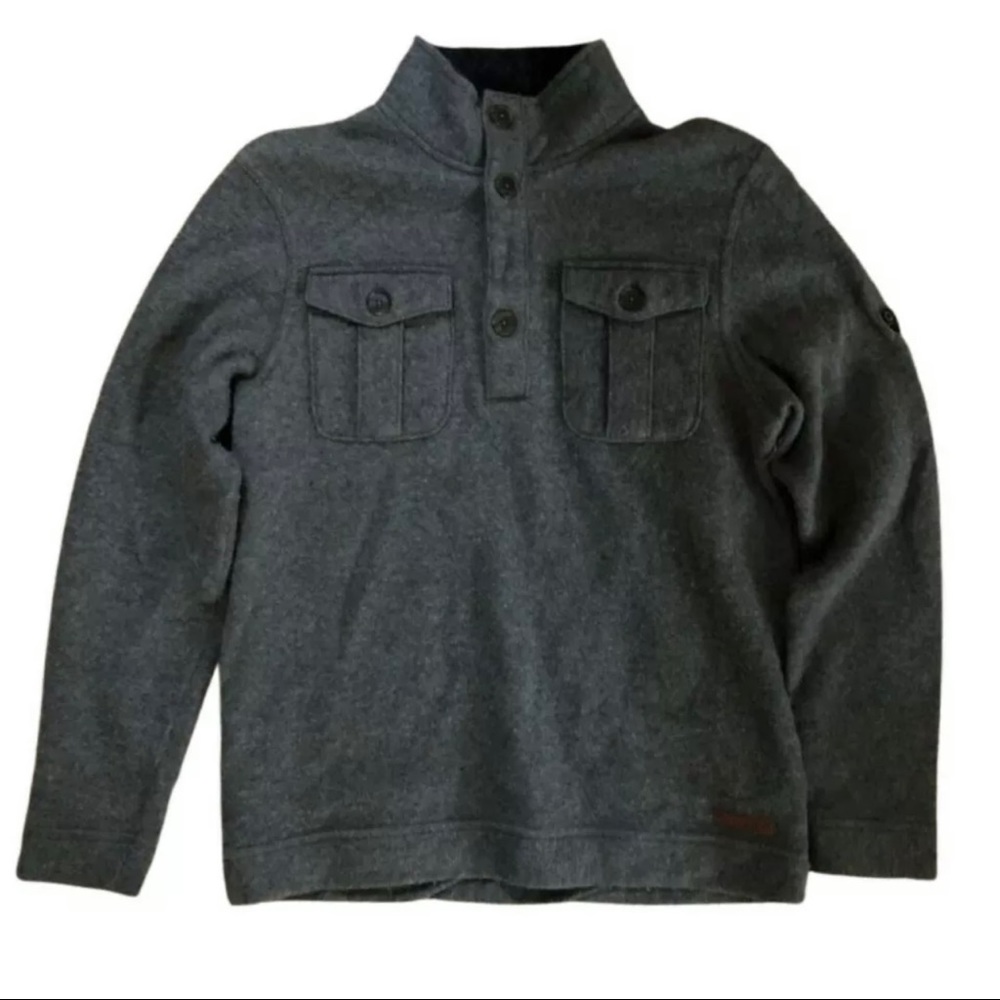 Merrell Men Sweater Pull-over Long Sleeve High Neck 1/4Button Wool Blend Size L